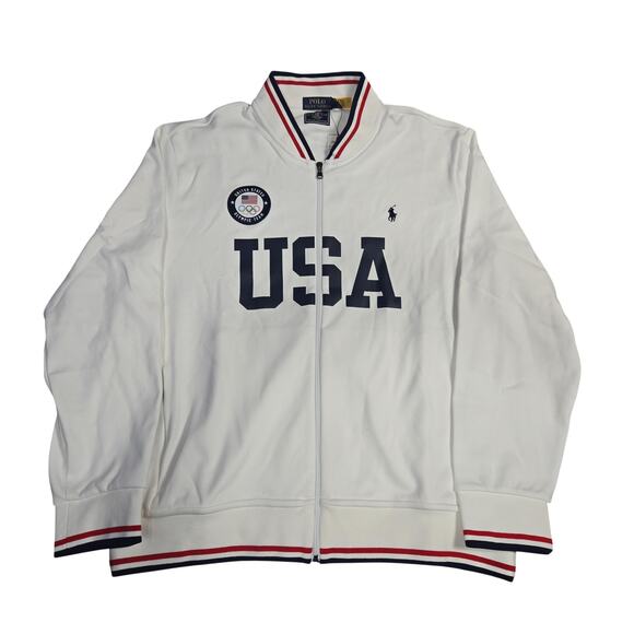 USA Olympic Team Jacket Mens XL White 2020 Ralph Lauren Full Zip Track Tokyo - Picture 1 of 13